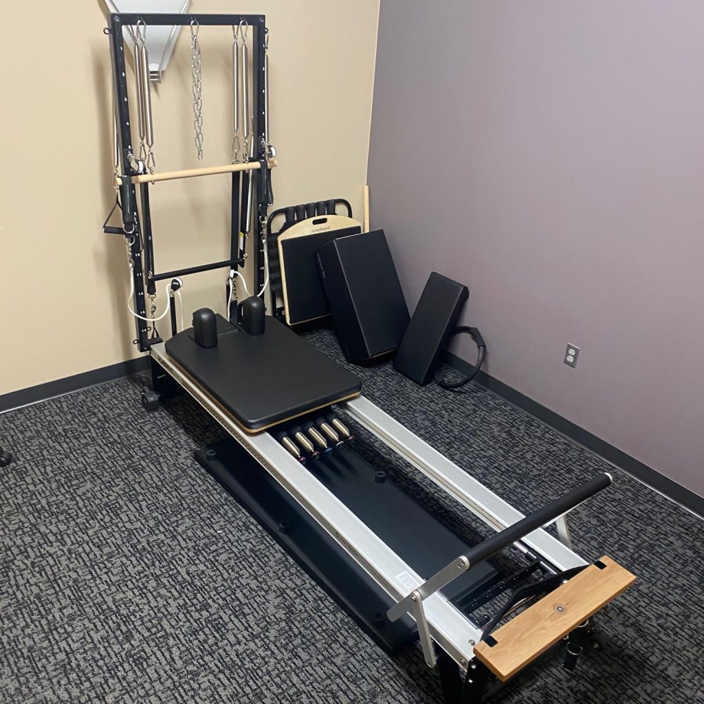A Pilates Reformer from the private Pilates room at Madonna Wellness Club